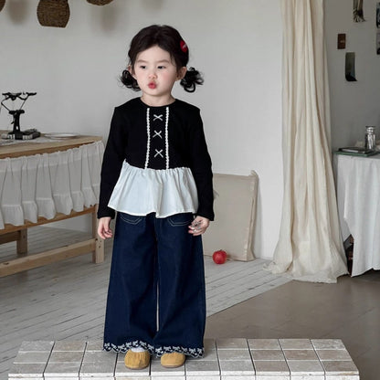 長袖Tシャツ ペプラムリボン長袖Tシャツ【mh0010695】