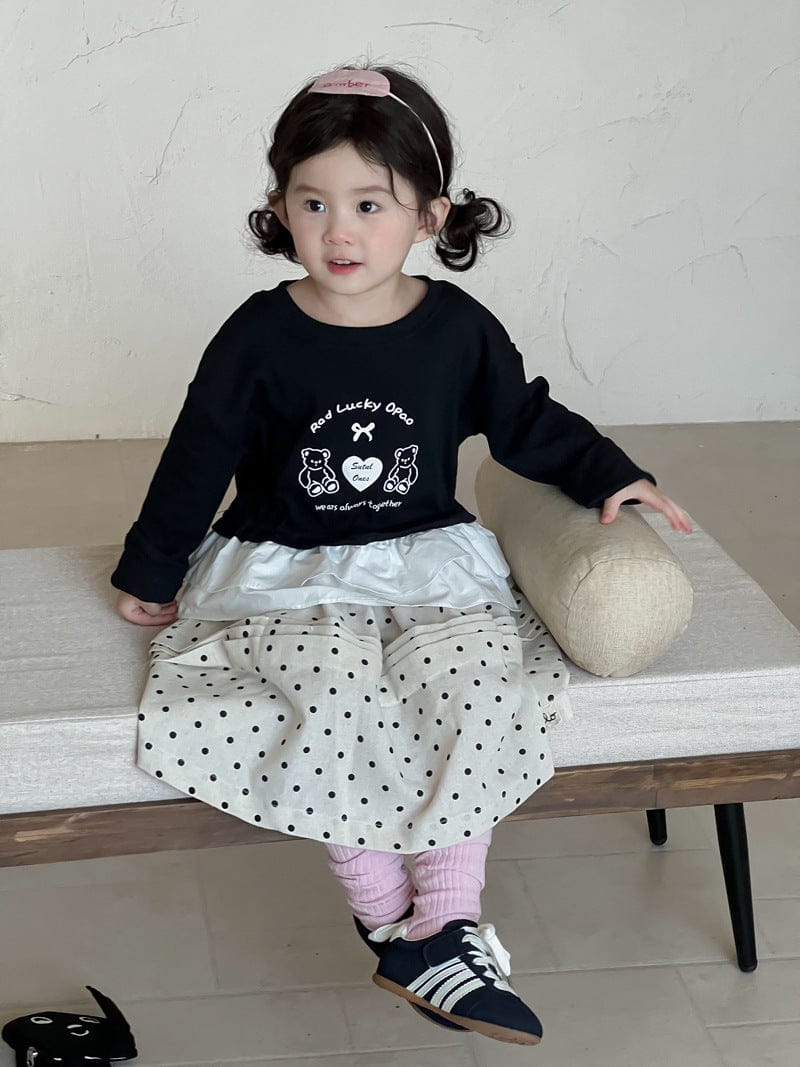 長袖Tシャツ ベアくまハートプリントペプラムフリル長袖Tシャツ【mh0010697】