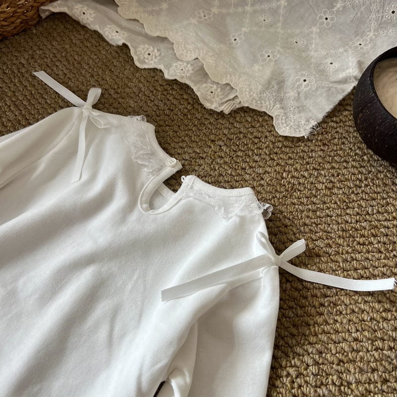 長袖Tシャツ リボンレース長袖ガーリーTシャツ【mh0010717】