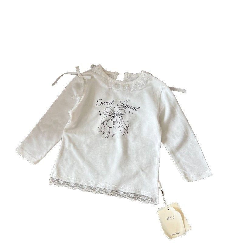 長袖Tシャツ リボンレース長袖ガーリーTシャツ【mh0010717】