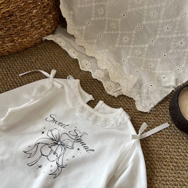 長袖Tシャツ リボンレース長袖ガーリーTシャツ【mh0010717】