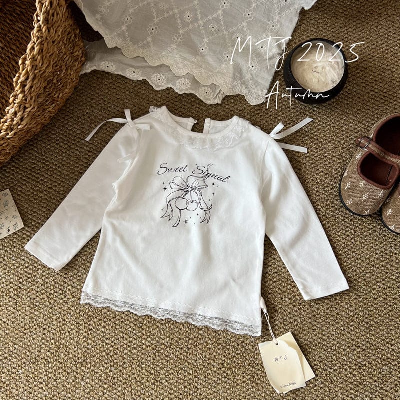 長袖Tシャツ リボンレース長袖ガーリーTシャツ【mh0010717】