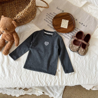 長袖Tシャツ ハートワンポイント長袖Tシャツ【mh0010718】