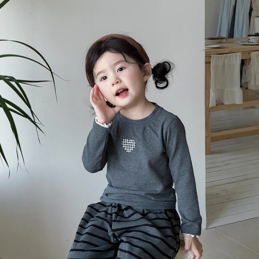 長袖Tシャツ ハートワンポイント長袖Tシャツ【mh0010718】