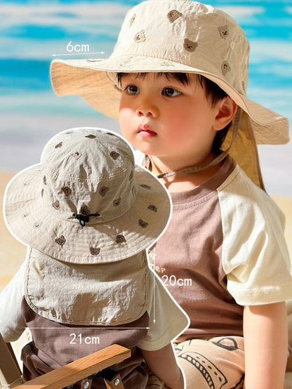 ベビー用帽子 ☺︎ ベビーキッズ帽子 サンハット 日焼け止め プール バケットハット フラップキャップ