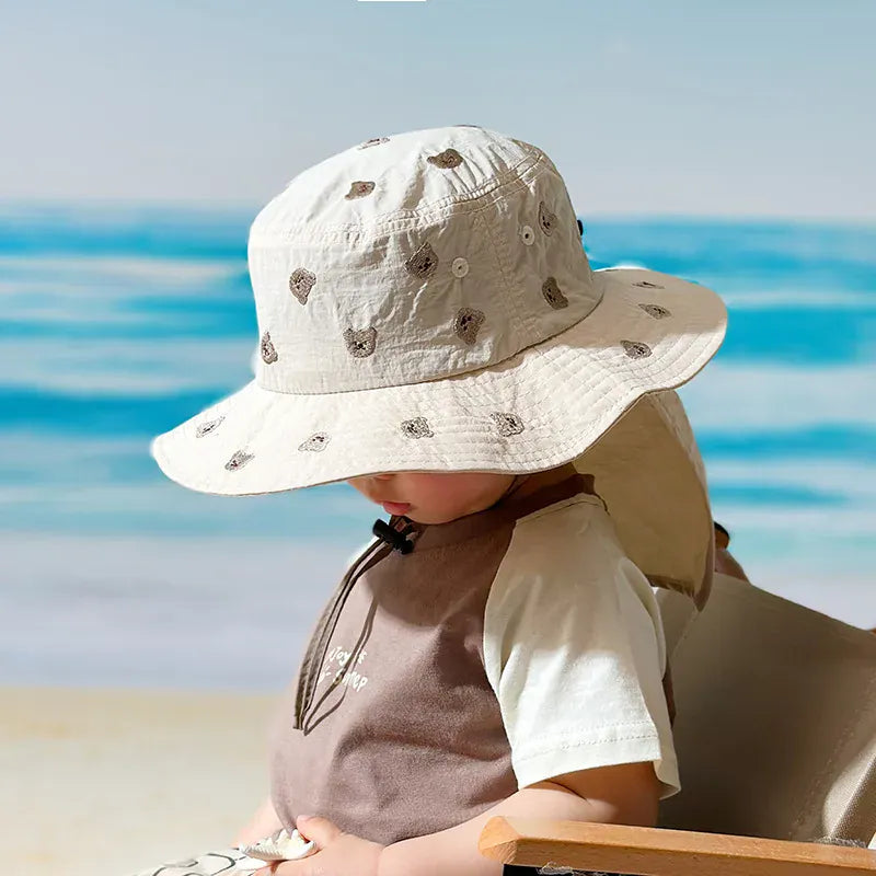 ベビー用帽子 ☺︎ ベビーキッズ帽子 サンハット 日焼け止め プール バケットハット フラップキャップ