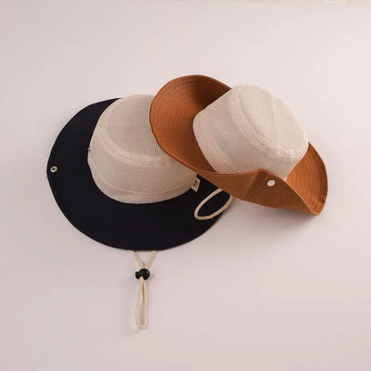 ベビー用帽子 キッズ帽子 メッシュ サファリハット ハット バイカラー サマーハット