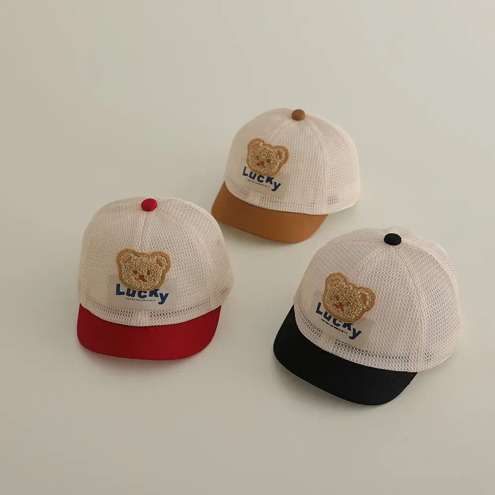 ベビー用帽子 ベビー帽子 メッシュキャップ 野球帽 ベアくまワッペン サマーハット