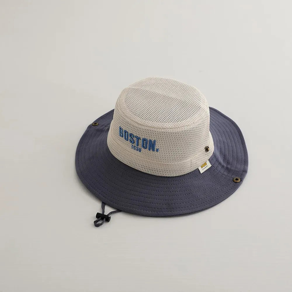 ベビー用帽子 キッズ帽子 メッシュ サファリハット ハット レターロゴ刺繍 サマーハット
