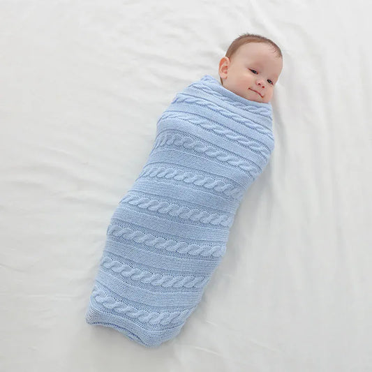 ベビーブランケット・タオル ベビーブランケット スワドル おくるみ アランニット ケーブル編み