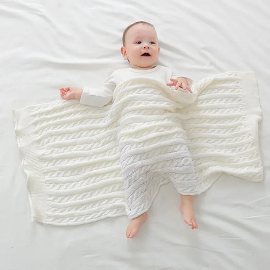 ベビーブランケット・タオル ベビーブランケット スワドル おくるみ アランニット ケーブル編み