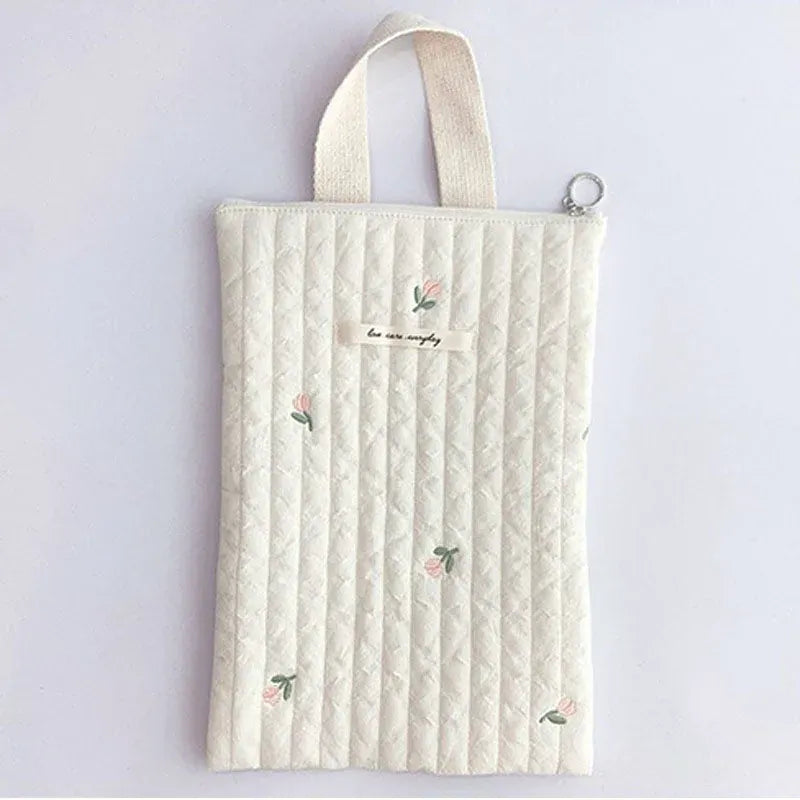 マザーズバッグ キルティング オリーブ くま チューリップ 刺繍 ジッパー バッグ おむつポーチ
