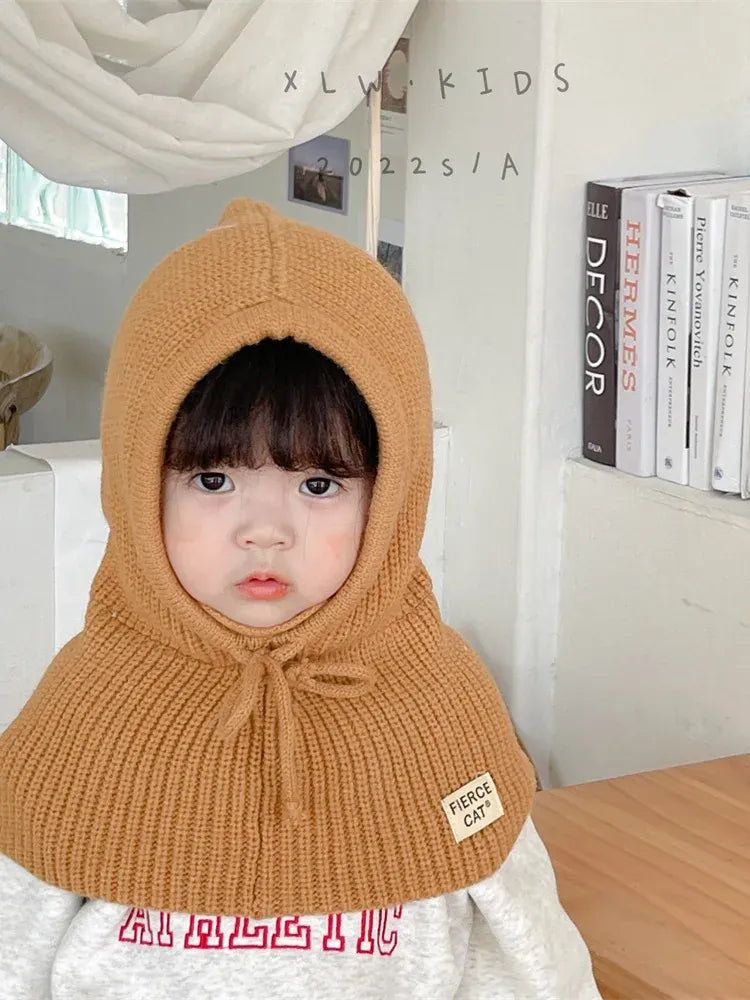 ベビー用帽子 キッズ帽子 フーディネックウォーマー フェイスガード 頭巾タイプ 防寒 帽子