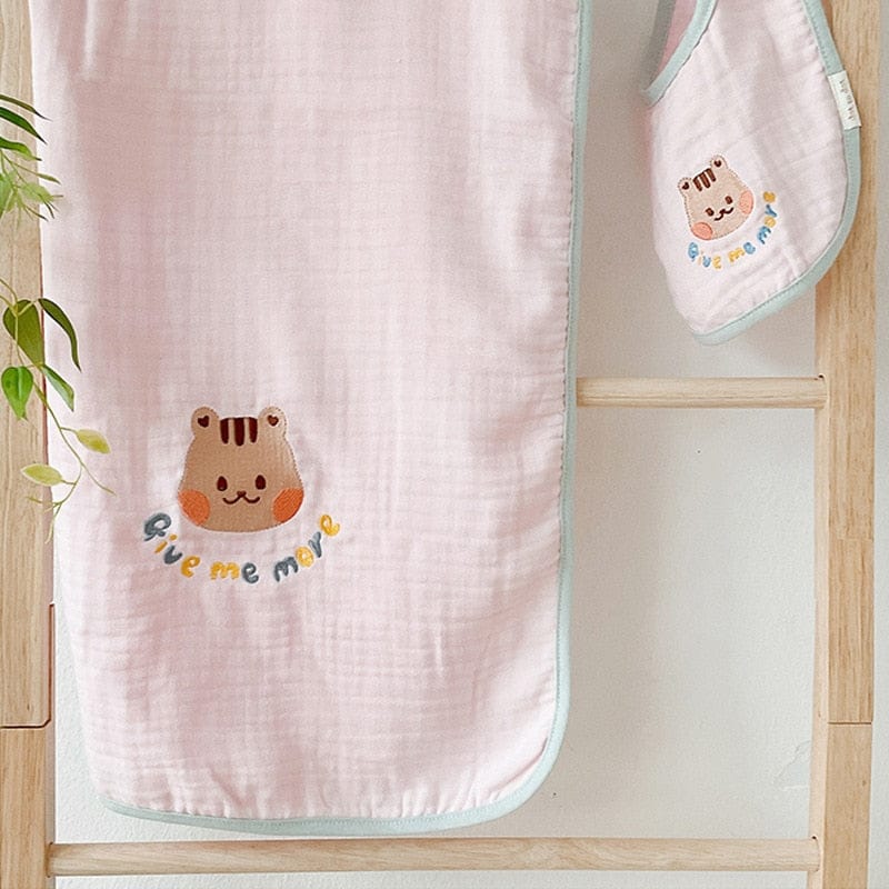 ベビーブランケット・タオル ベビー レターロゴ アニマル 刺繍 ブランケット おくるみ スワドル りす くま ベア うさぎ バニー