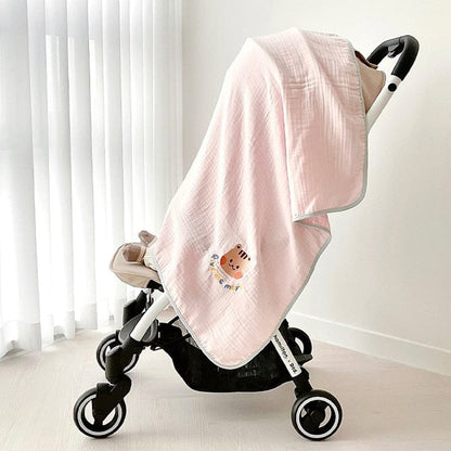 ベビーブランケット・タオル ベビー レターロゴ アニマル 刺繍 ブランケット おくるみ スワドル りす くま ベア うさぎ バニー