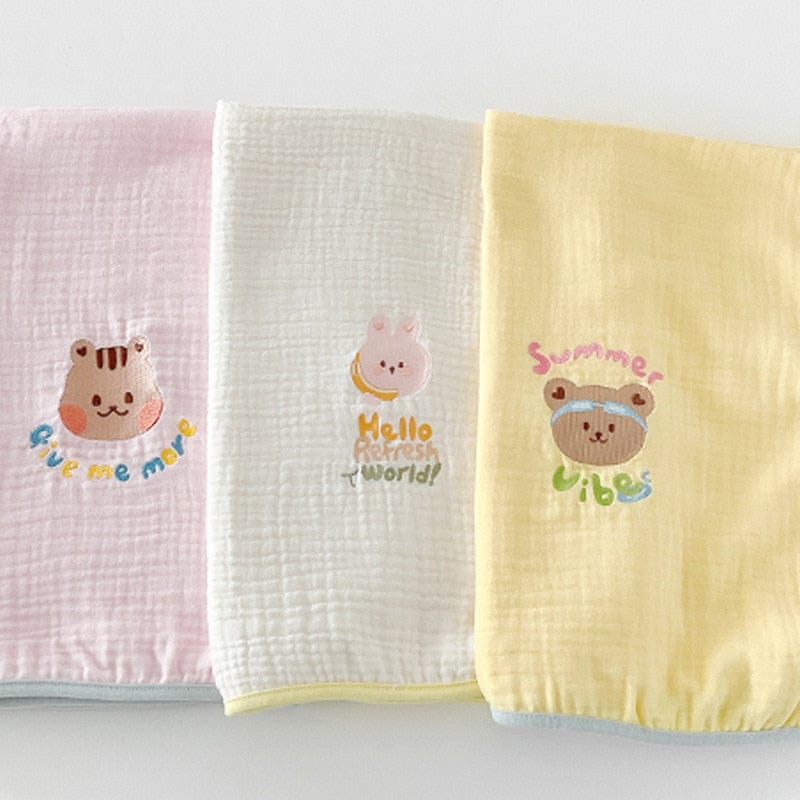 ベビーブランケット・タオル ベビー レターロゴ アニマル 刺繍 ブランケット おくるみ スワドル りす くま ベア うさぎ バニー