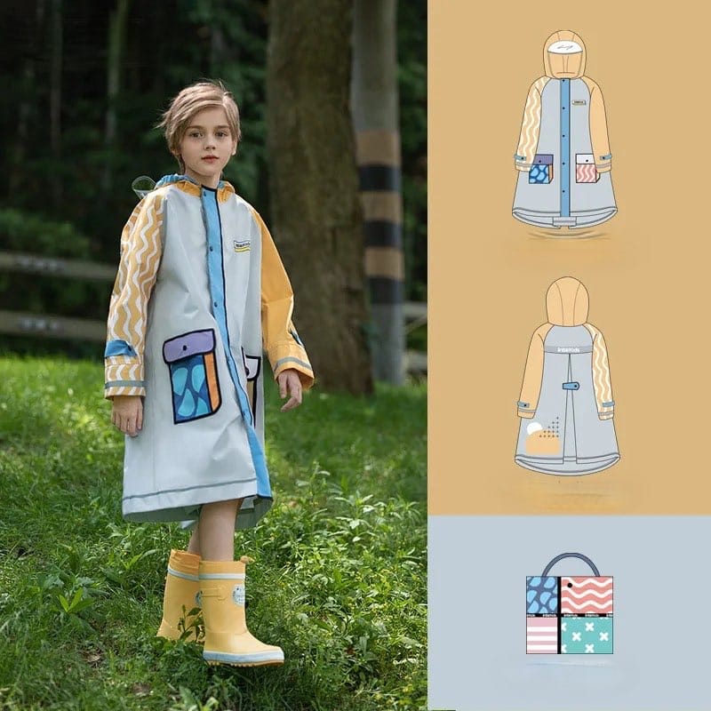 レインコート 03 / M(115-135cm) キッズレインコート 雨具 カラフルデザインフーディレインジャケット 合羽【mh0007074】