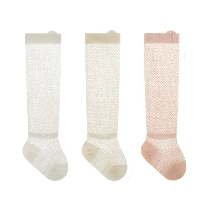 ベビー用靴下・タイツ 118-01 / XS for 0-6m ベビーソックス 靴下3足セット メッシュハイソックス【mh0004657】