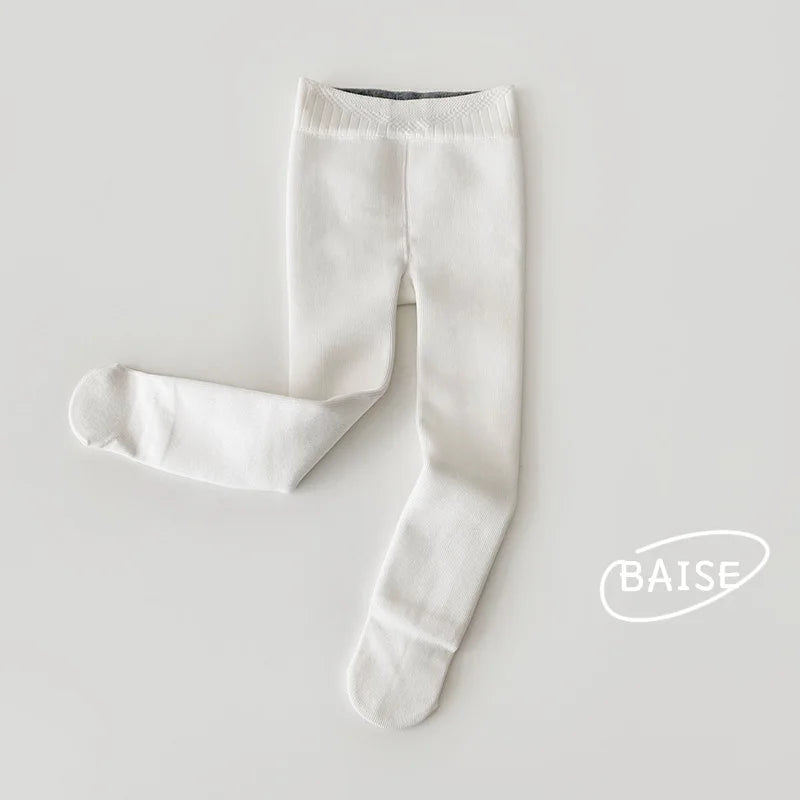 ベビー用靴下・タイツ 1289white / M for 3-5Y キッズタイツ トレンカ レギンス 裏起毛 防寒【mh0004096】