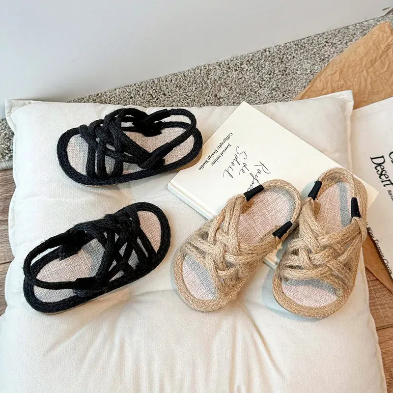 靴 キッズサンダル ロープ編みシューズ サマーサンダル 2カラー