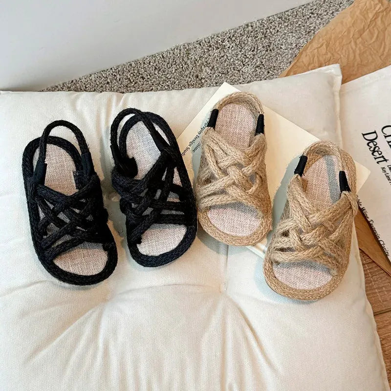 靴 キッズサンダル ロープ編みシューズ サマーサンダル 2カラー