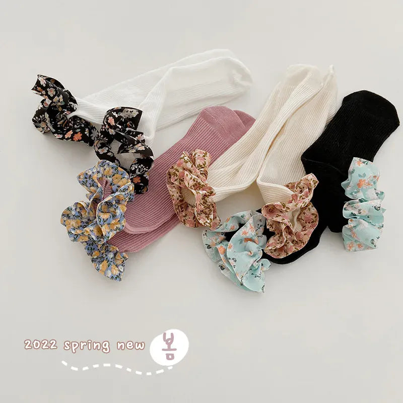 ベビー用靴下・タイツ ベビー キッズ フラワー フリル ソックス 靴下 2足 セット