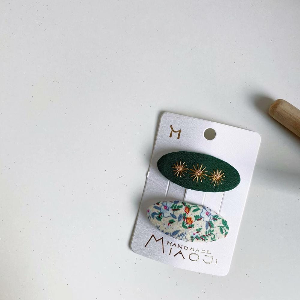 ヘアアクセサリー ベビー キッズ 刺繍 フラワー ヘアピン ヘアアクセサリー パッチンピン スリーピン 2個セット