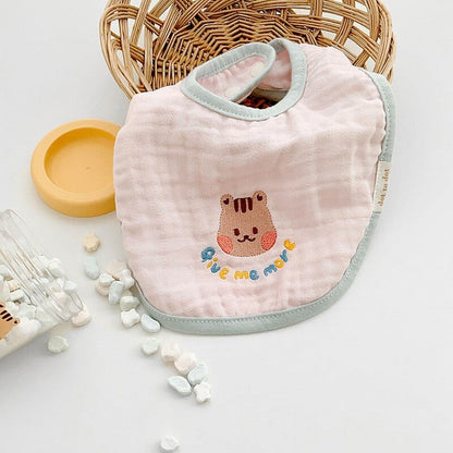 よだれかけ ベビー レターロゴ アニマル 刺繍 スタイ よだれかけ 3枚 セット ビブ りす くま ベア うさぎ バニー