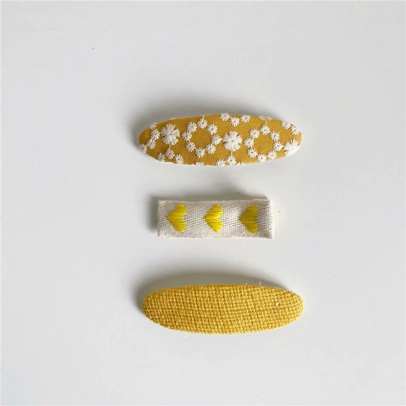 ヘアアクセサリー キッズ 刺繍 ステッチ フラワー ヘアピン ヘアアクセサリー 3個セット【mh0002111】