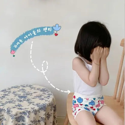 幼児用下着 キッズ下着3枚セット ガールズパンツ アンダーウェア フラワー花柄チェック ボクサー/ブリーフ【mh0004081】