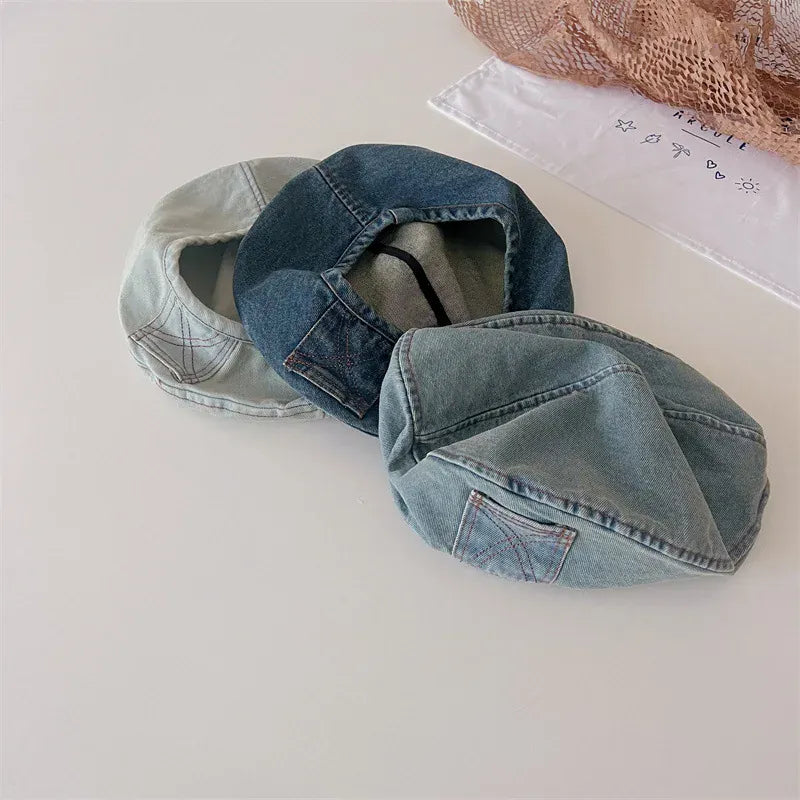 ベビー用帽子 キッズ帽子 デニム ベレー帽 ハット 3カラー【mh0005397】