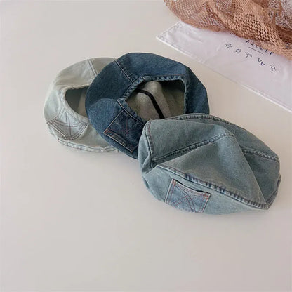 ベビー用帽子 キッズ帽子 デニム ベレー帽 ハット 3カラー【mh0005397】