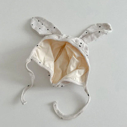 ベビー用帽子 ベビー帽子 水玉ドットうさ耳ボンネット帽子 3カラー【mh0006959】