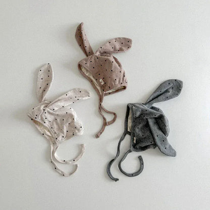 ベビー用帽子 ベビー帽子 水玉ドットうさ耳ボンネット帽子 3カラー【mh0006959】