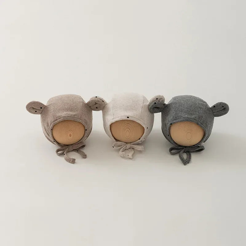 ベビー用帽子 ベビー帽子 水玉ドット羊耳付きボンネット帽子 3カラー【mh0006960】