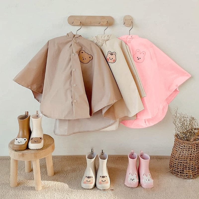 レインコート キッズレインコート 雨具 耳付きフーディアニマルワンポイントレインポンチョ 防水コート 3カラー【mh0007077】