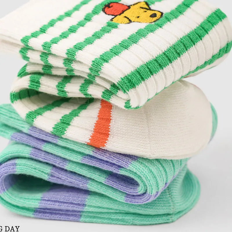 ベビー用靴下・タイツ キッズソックス 靴下4足セット ワッペンワンポイント ボーダー【mh0004066】