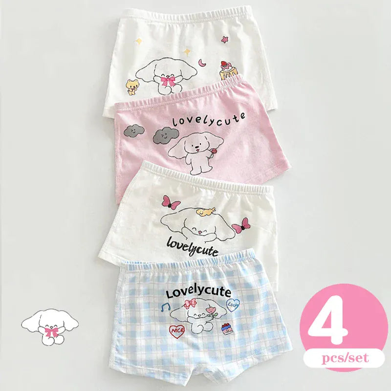 幼児用下着 キッズショーツ 女の子下着 ガールズパンツ アンダーウェア 4枚セット ピンクうさぎ ボクサーブリーフ【mh0005805】