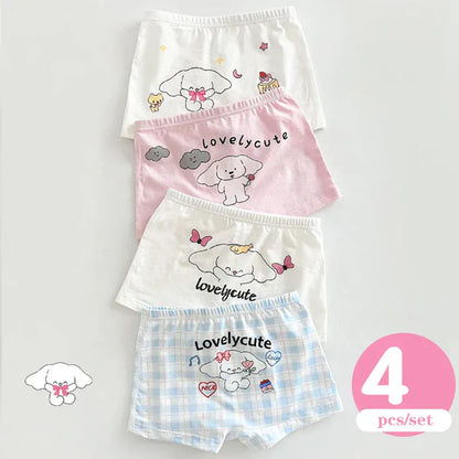 幼児用下着 キッズショーツ 女の子下着 ガールズパンツ アンダーウェア 4枚セット ピンクうさぎ ボクサーブリーフ【mh0005805】