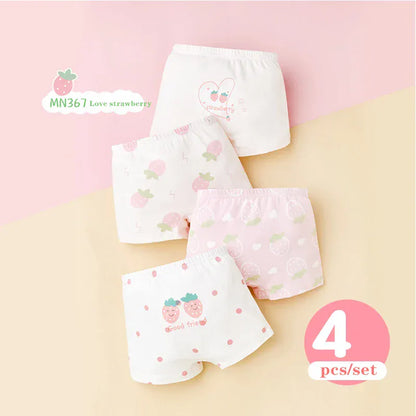 幼児用下着 キッズショーツ 女の子下着 ガールズパンツ アンダーウェア 4枚セット ピンクうさぎ ボクサーブリーフ【mh0005805】