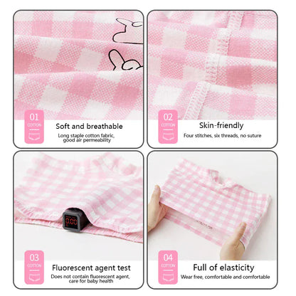 幼児用下着 キッズショーツ 女の子下着 ガールズパンツ アンダーウェア 4枚セット ピンクうさぎ ボクサーブリーフ【mh0005805】