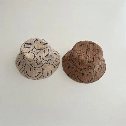 ベビー用帽子 キッズ帽子 バケットハット バケハ スマイルプリント 4カラー【mh0005922】