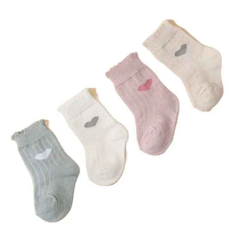 ベビー用靴下・タイツ ＊メーカー直送＊ ベビーソックス 靴下4足セット ハートショートソックス【mh0007887】
