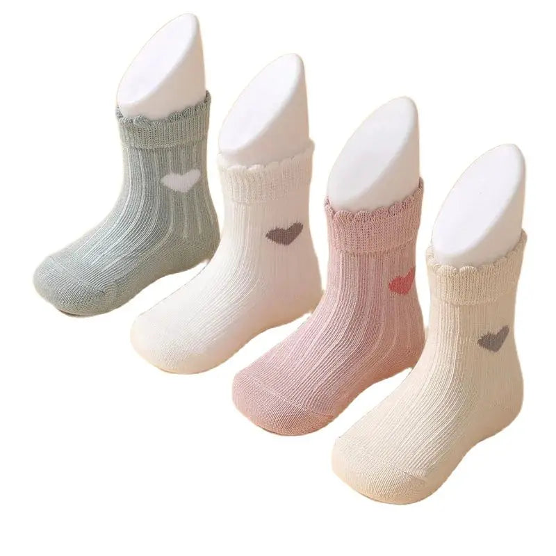 ベビー用靴下・タイツ ＊メーカー直送＊ ベビーソックス 靴下4足セット ハートショートソックス【mh0007887】