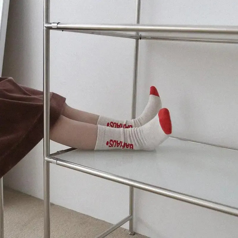 ベビー用靴下・タイツ ＊メーカー直送＊ キッズソックス 靴下4足セット レターロゴボーダー水玉ドット ミドル丈ソックス【mh0008506】