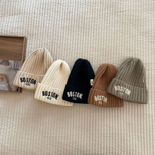 ベビー用帽子 キッズ帽子 ニットキャップ ニット帽 レターロゴ刺繍 ワッチキャップ 5カラー