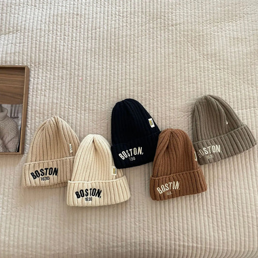 ベビー用帽子 キッズ帽子 ニットキャップ ニット帽 レターロゴ刺繍 ワッチキャップ 5カラー