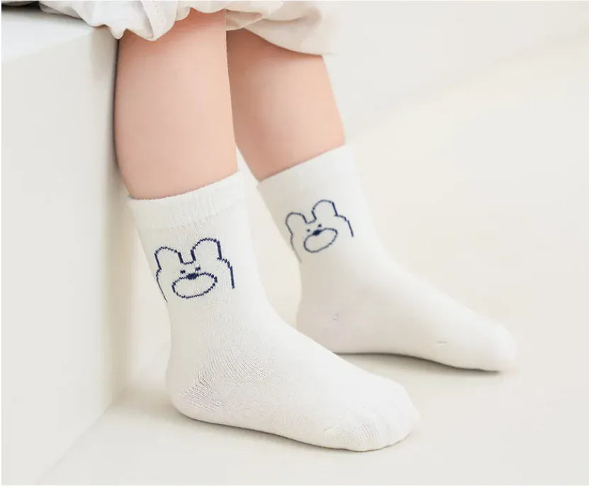 ベビー用靴下・タイツ ベビー キッズ アニマル レターロゴ ソックス 靴下 5足 セット【mh0001548】