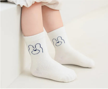 ベビー用靴下・タイツ ベビー キッズ アニマル レターロゴ ソックス 靴下 5足 セット【mh0001548】
