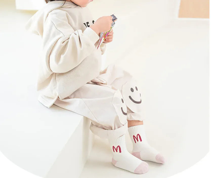 ベビー用靴下・タイツ ベビー キッズ アニマル レターロゴ ソックス 靴下 5足 セット【mh0001548】